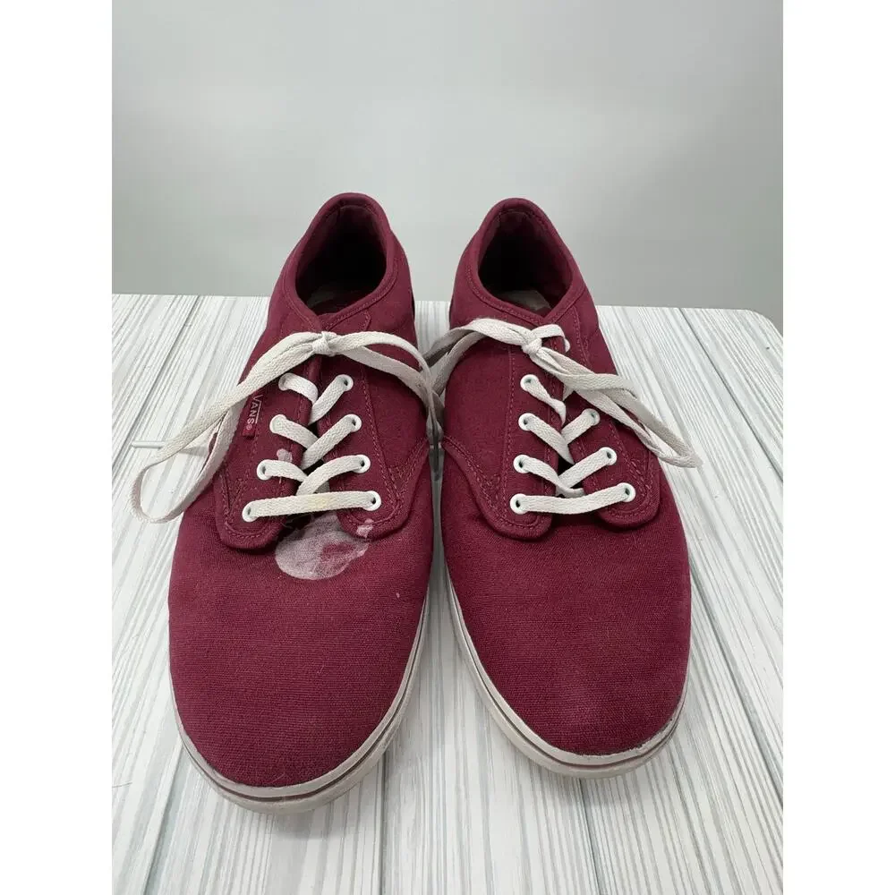 Van's Low Top Lace Up Women's Red Sneakers Size 11 Casual Canvas Shoes